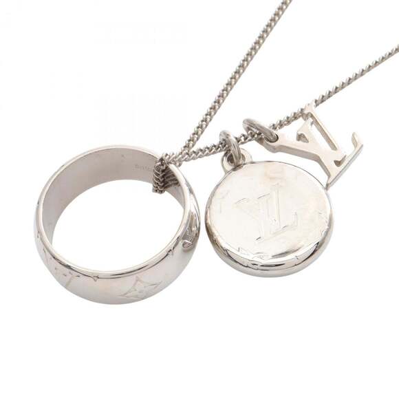 LOUIS VUITTON Silver Monogram Necklace
